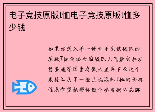 电子竞技原版t恤电子竞技原版t恤多少钱